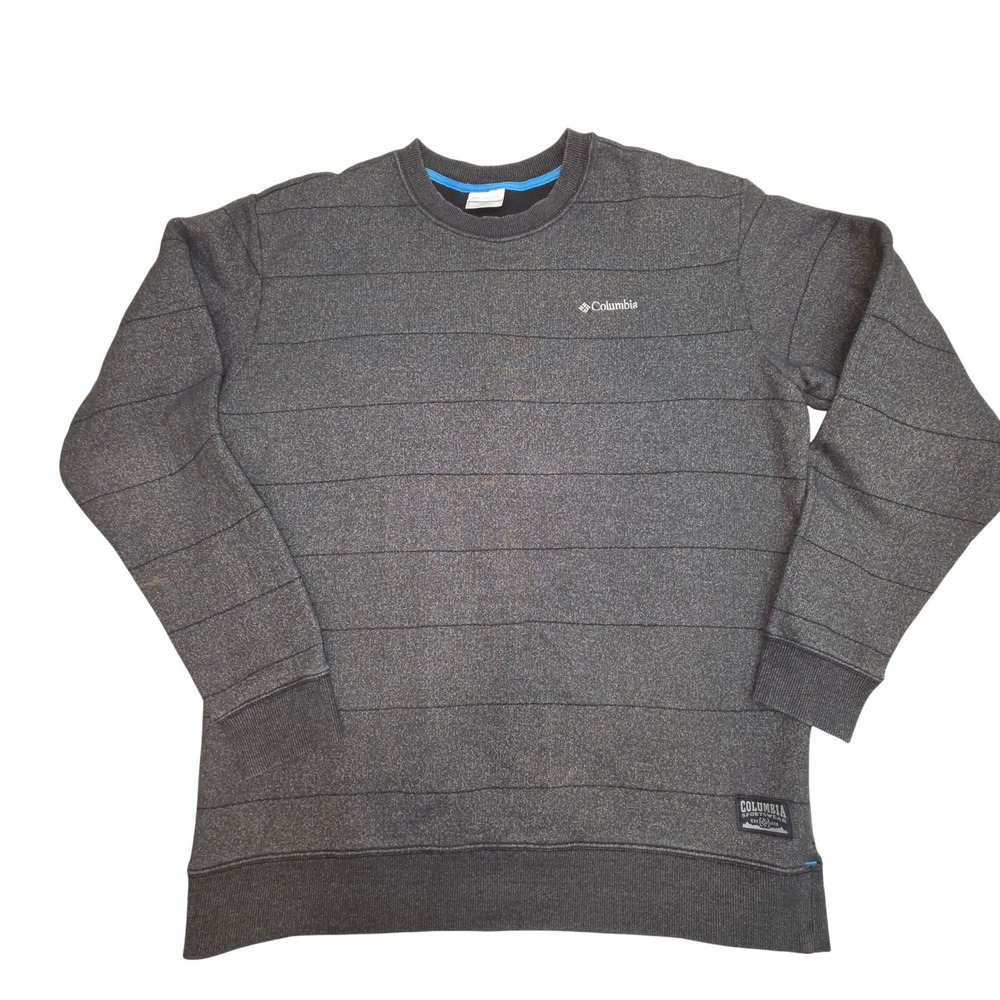 Columbia Mens XL Charcoal Grey Striped Crewneck Sweatshirt Pullover RN69724